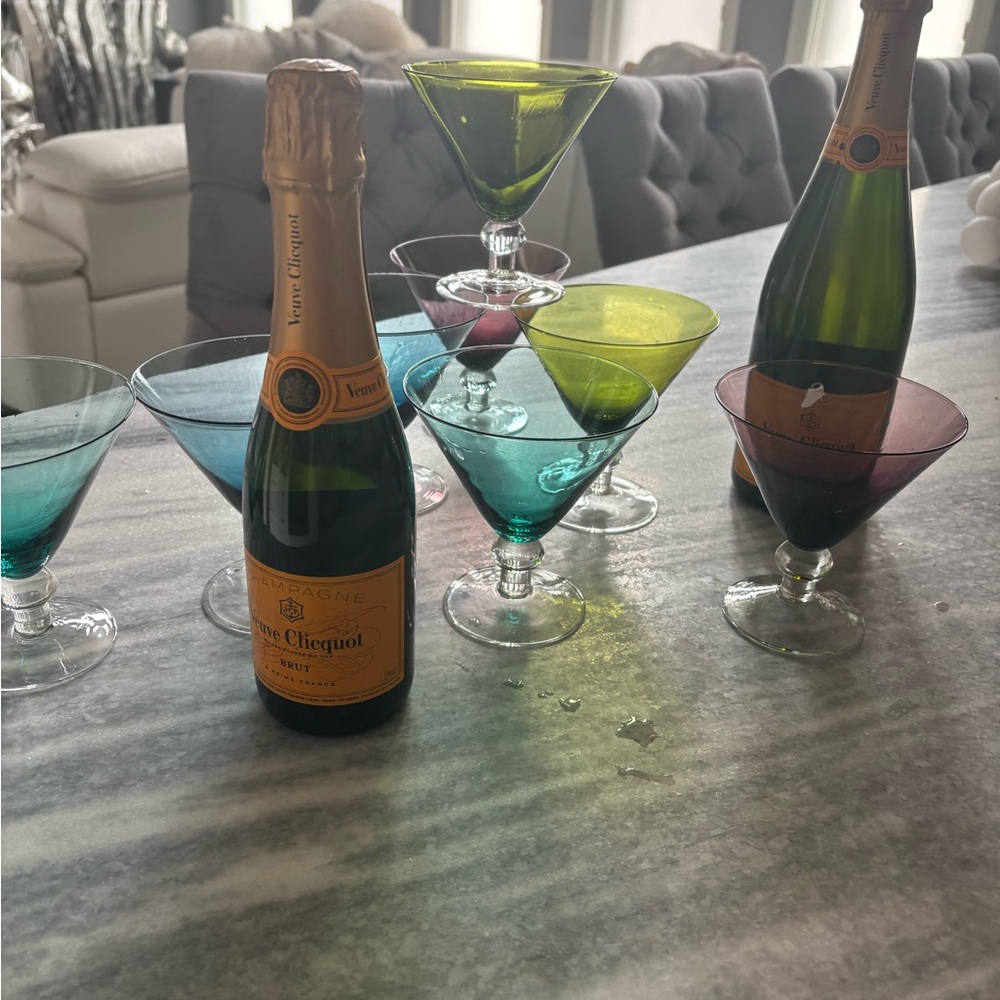 Vibrant Martini Glass Set ball base set of 8 madman style MCM in vogue now!